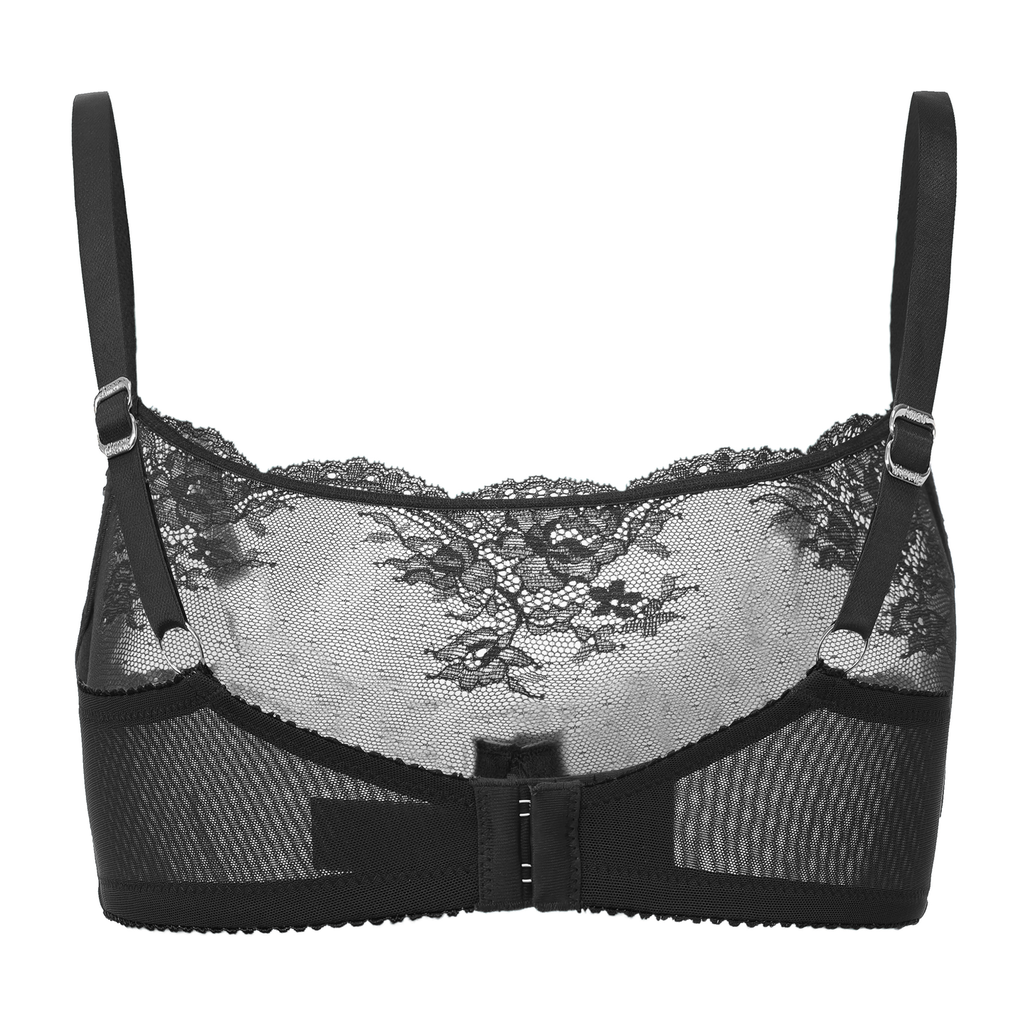 Kim High Neck Floral Embroidered Underwire Bra Black
