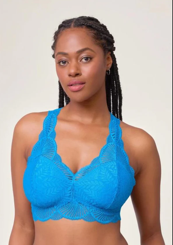 Belle Époque Full Lace T-Back Bralette in True Blue