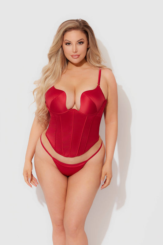 Brigeta Plunge Push Up Bustier Set