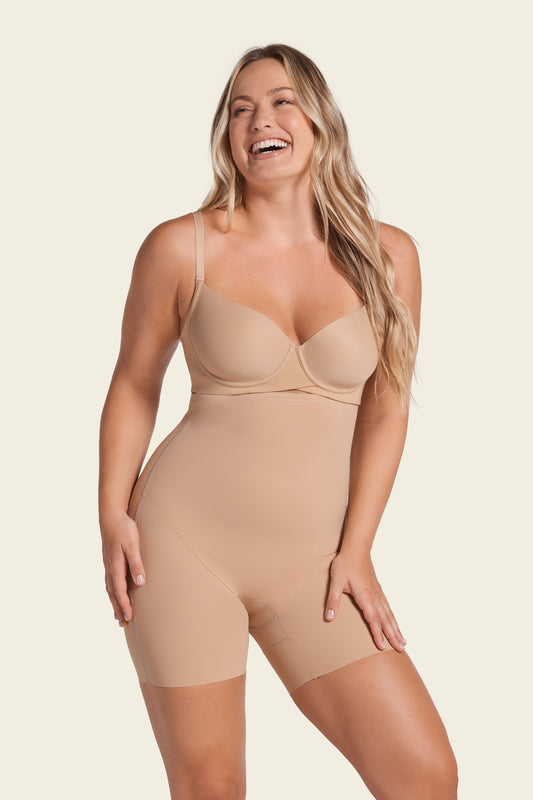 Strapless Sculpting Step-in Body Shaper with Short Bottom