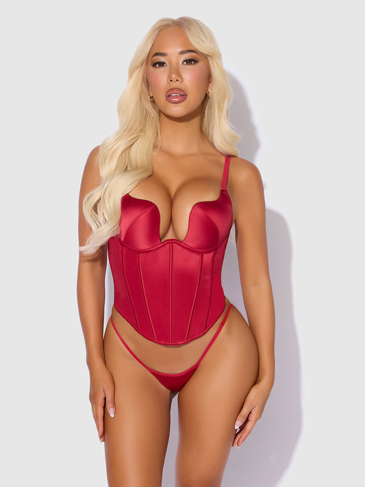 Brigeta Plunge Push Up Bustier Set
