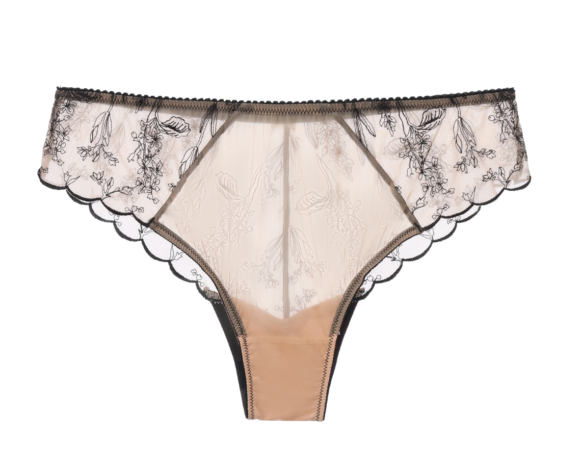Kim Embroidered Cheeky - Nude