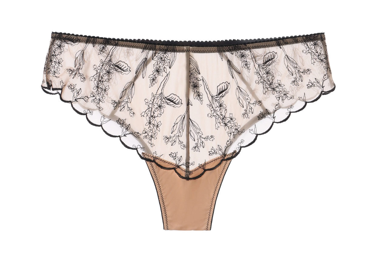 Kim Embroidered Cheeky - Nude