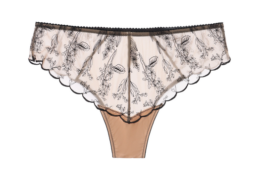 Kim Embroidered Cheeky - Nude